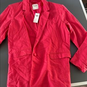 NWT Abercrombie Bright Pink Linen Blazer